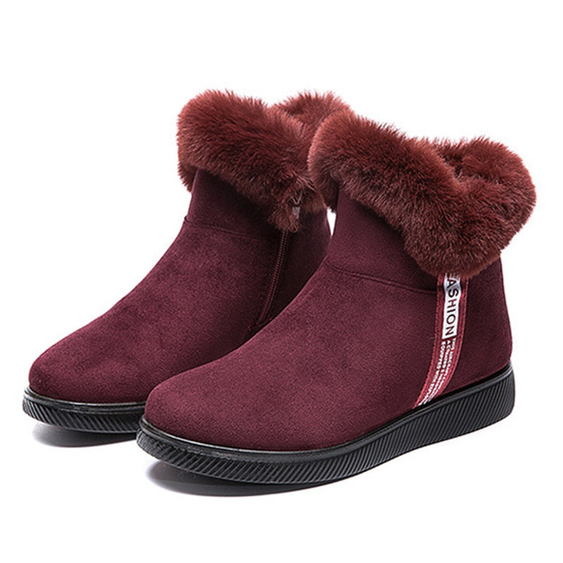 Bottines effet daim - fourrées - Femme