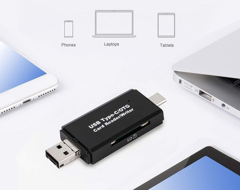 Lecteur de Carte 3 en 1 Micro USB - USB - Type C pour Android