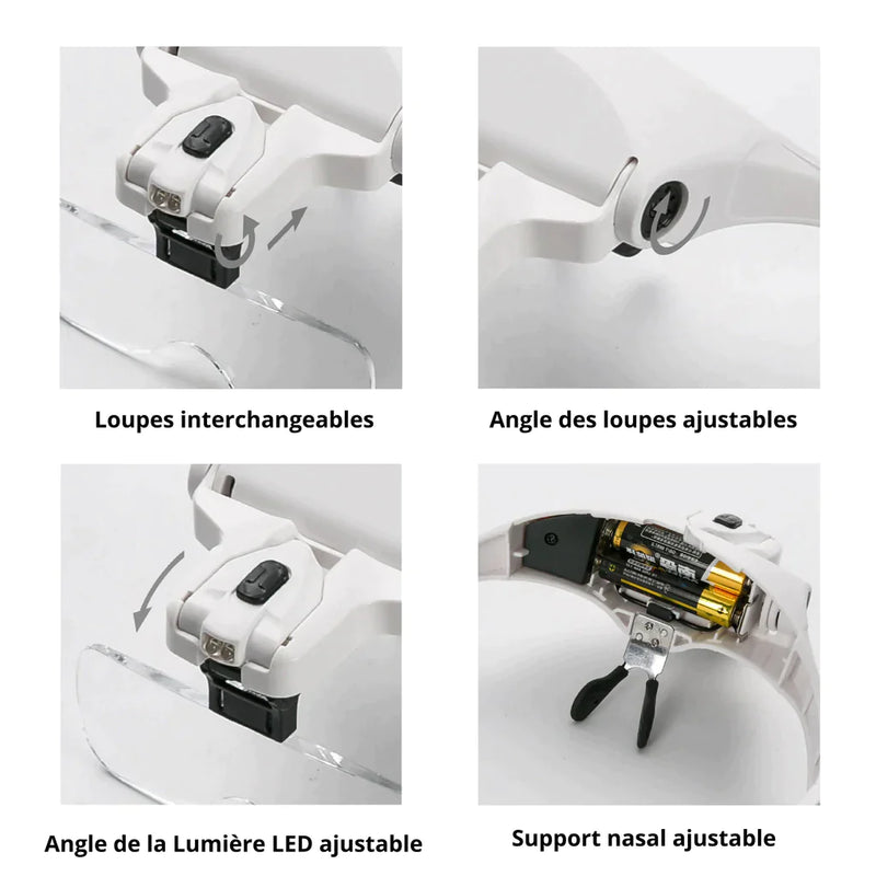 Lunettes loupe de précision avec lampe