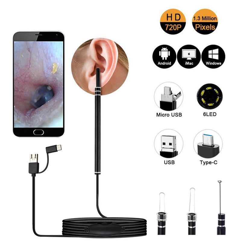 Caméra Otoscope HD - Micro USB, USB,  USB Type-C