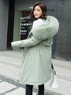 Parka mi longue doublée à capuche fausse fourrure