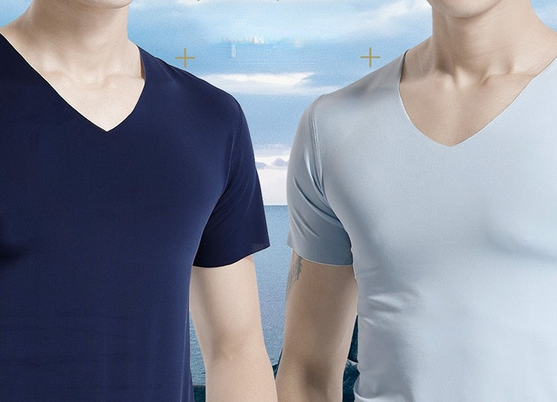 Lot de 2 T-shirt en soie glacée pour homme