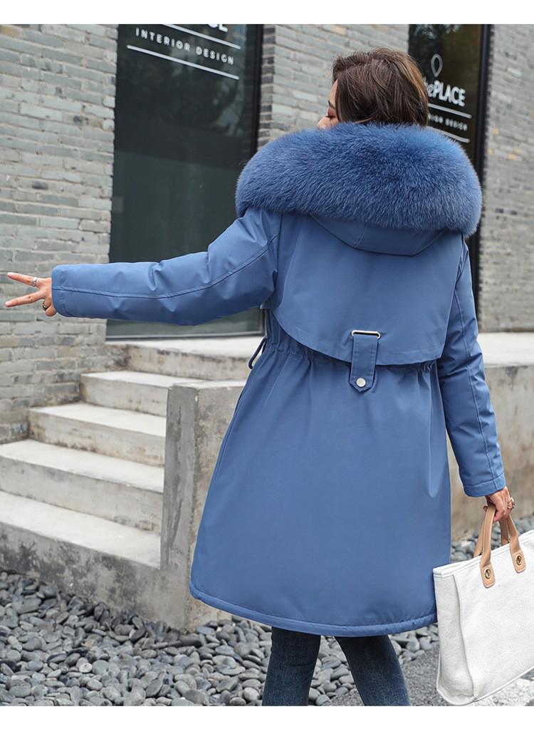 Parka mi longue doublée à capuche fausse fourrure