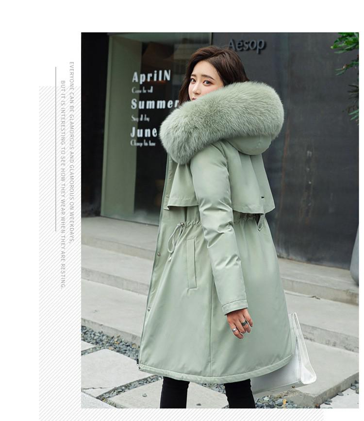 Parka mi longue doublée à capuche fausse fourrure